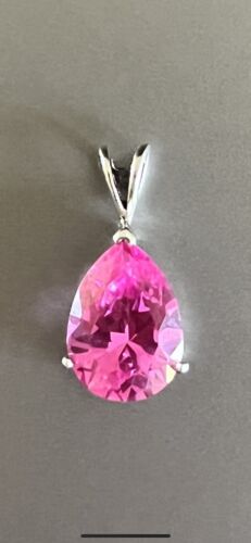VINTAGE PEAR CUT PINK SAPPHIRE SIGNED HAN 925 SILV