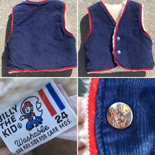 Vintage Billy The Kid Corduroy Vest Snap Front Faux Sherpa Lined 24 Mos Western