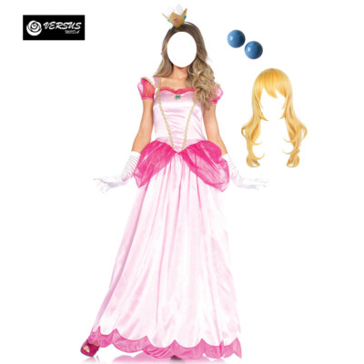 Simil Peach Costume Vestito Carnevale Donna Principessa Cosplay