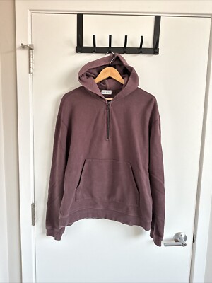 John Elliott Maroon Mercer Half Zip Hoodie Men