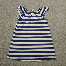 Hanna Andersson Girls 4t-100cm Cap Sleeves Tunic Length Striped Top Blue White