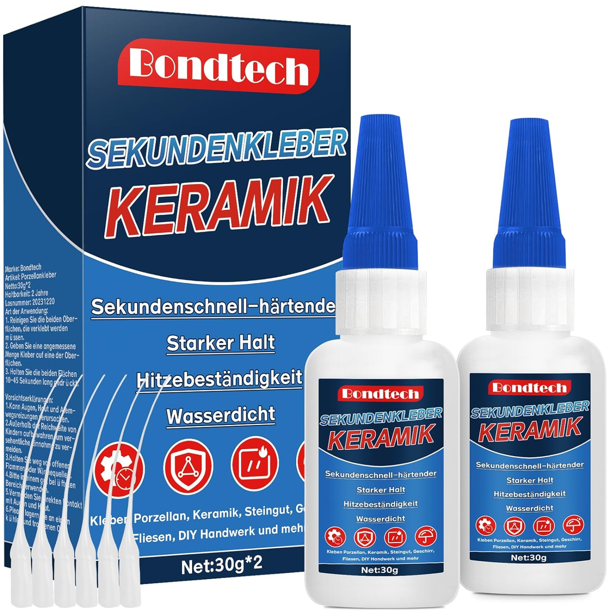 60G Porzellankleber Extra Stark, Hitzebeständiger Keramikkleber, Porzellankleber