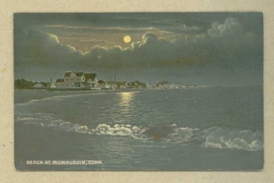 Vintage Postcard Beach at Momauguin Connecticut