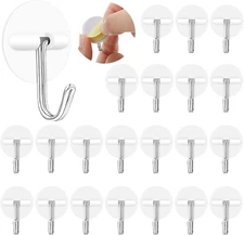 Jetec 24 Pieces White Adhesive Hooks Hanging Wall Hooks round Plastic Ceiling Ut