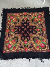 Ukrainian Shawl wrap east European rose flowers 50x50"
