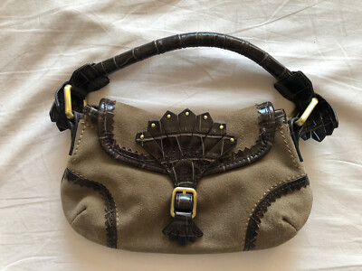 BORSA POCHETTE DONNA DI CAMOSCIO TORTIRA INSERTI PELLE