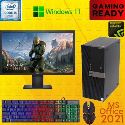 Dell i5 Gaming Desktop PC Computer Win11 16GB 1050ti SSD 22'' LCD Office21