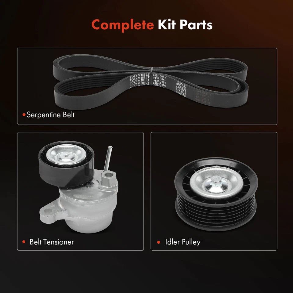 3x Serpentine Belt Drive Component Kit for Mercedes-Benz GLE350 GLE400 GLK350 - Image 2 of 4