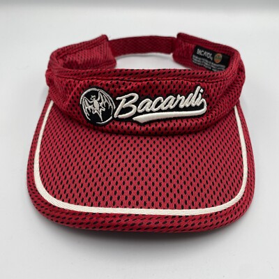 Vtg Bacardi Rum Adjustable Visor Hat Cap Red