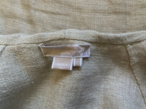 MICHAEL KORS ITALY Beige Linen Hooded Open Front Light Thin Jacket Size 10 - Picture 7 of 7