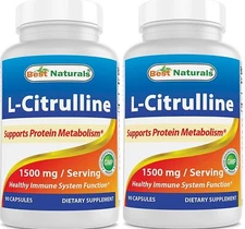 2 Pack Best Naturals L-Citrulline 1500mg/Serving 90 Capsules