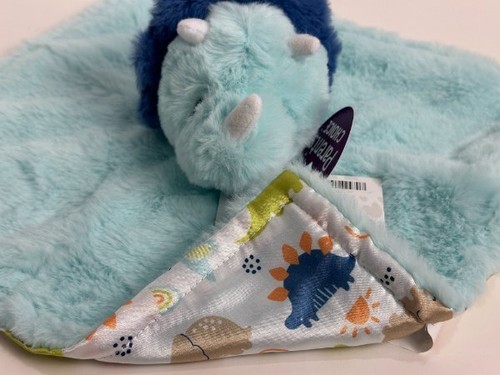 Neu mit Etikett Eltern Wahl blau Triceratops Dinosaurier Satin Plüschtier Baby Sicherheitsdecke - Bild 2 von 6