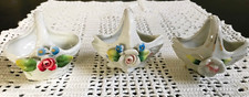 3 Occupied Japan Mini Porcelain Baskets with Raised Florals  Spring Decor