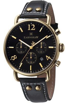 THOMAS EARNSHAW Investigator Herrenuhr Chronograph schwarz-gold Leder ES-8001-01