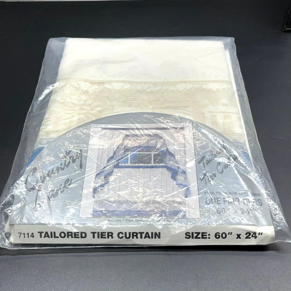 Nuevo con etiquetas De Colección Años 90 Country Lane Cortina Nivel A Medida 60x24 Azul Blanco Encaje Cottagecore Foto 2 de 4