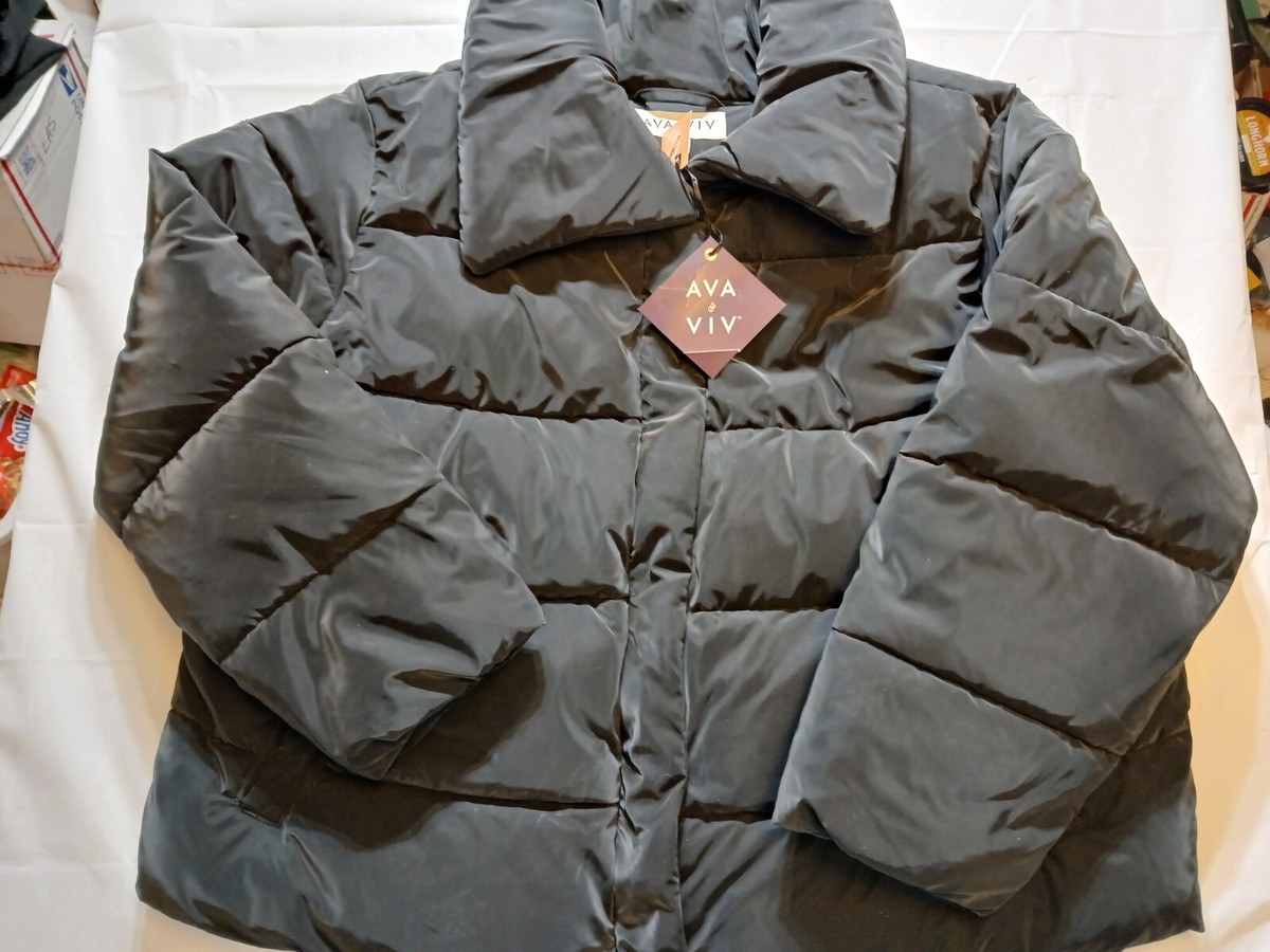 Women's Short Puffer Jacket Ava Viv Black 1X