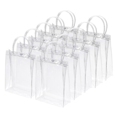 10 Stck. Durchsichtig PVC Geschenktüten, 7,9 Zoll x 7,9 Zoll x 3,1 Zoll Wiederverwendbare Mini Geschenkverpackung Tragetasche