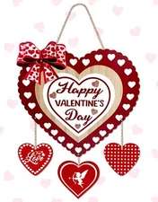 Wooden Heart Decorative Signage Happy Valentine's Day for Door