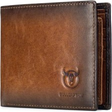 RFID Wallets for Men Slim Bifold Genuine Leather Front Pocket Wallet with 2 ID W