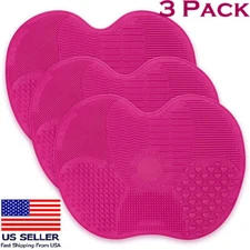 3 Pack Portable Foldable Silicone Makeup Brush Cleaning Mat Wash Scrubber Tools 