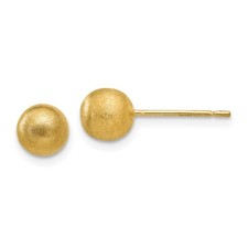 6mm 14K Yellow Gold 6mm Satin Ball Stud Post Earrings