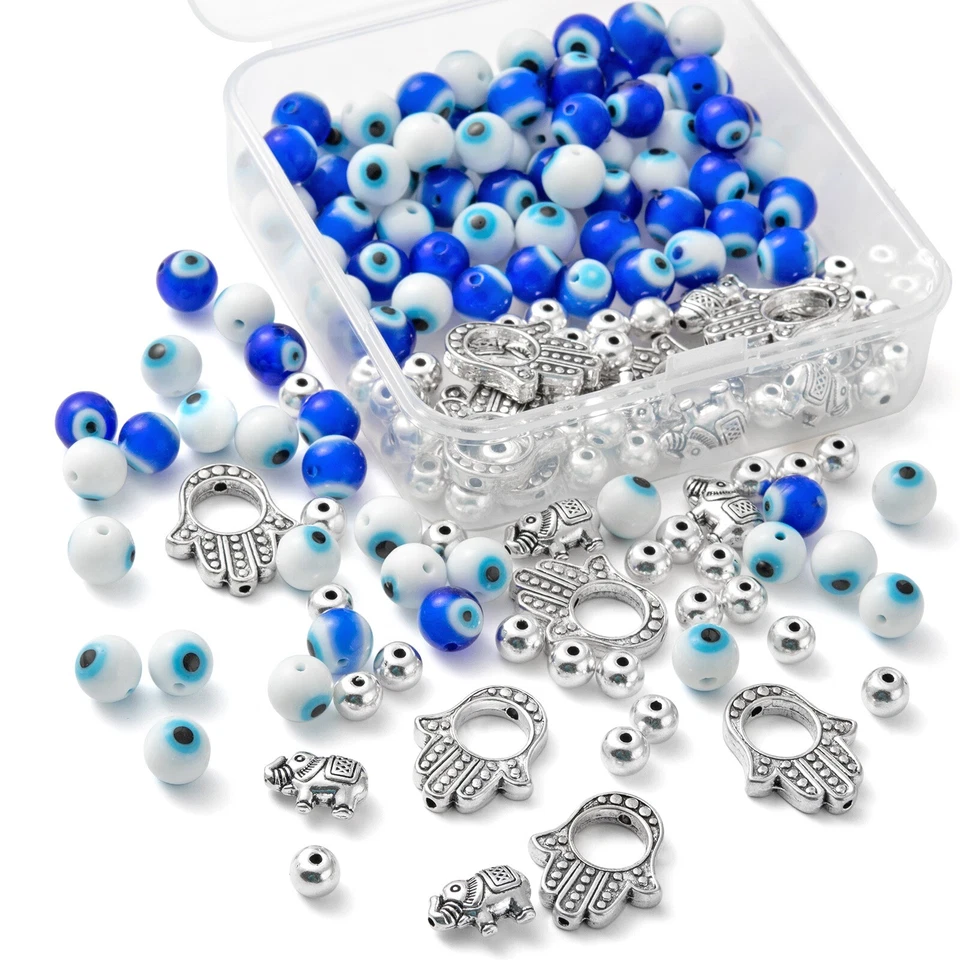 1 caja de cuentas de murano de mal de ojo hechas a mano de aleación tibetana para kits de búsqueda de joyas hágalo usted mismo Foto 2 de 4