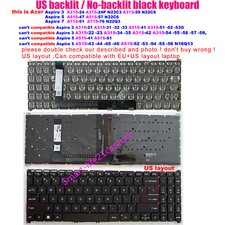 New US keyboard For Acer Aspire 3 A315-24 N23C3 Aspire 7 A715-51G A715-76 N22Q3