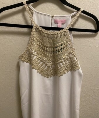 New Lilly Pulitzer Pearl Soft Shift Dress Resort White & Gold Lace Size 0 |  eBay