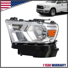 Driver Left Chrome Headlight headlamp For 2019 20 2021 2022 2023 Dodge Ram 1500