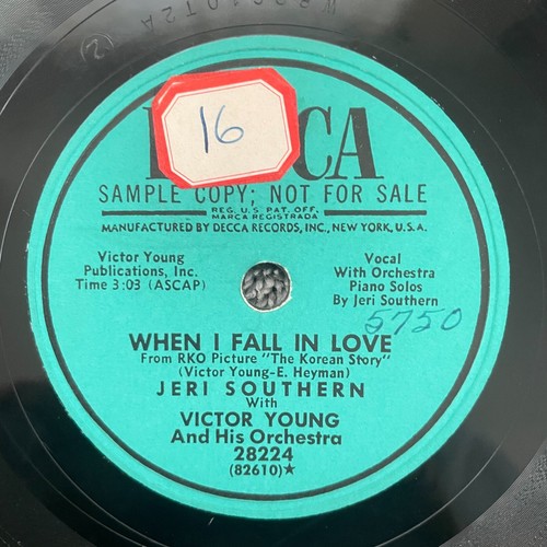 JERI SOUTHERN/VICTOR YOUNG Decca 28224 PROMO 78rpm When I Fall in Love/A Mighty