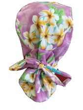 Beautiful Plumeria Ponytail Scrub Cap RN Nurse CNA RT DOCTOR Vet Technician