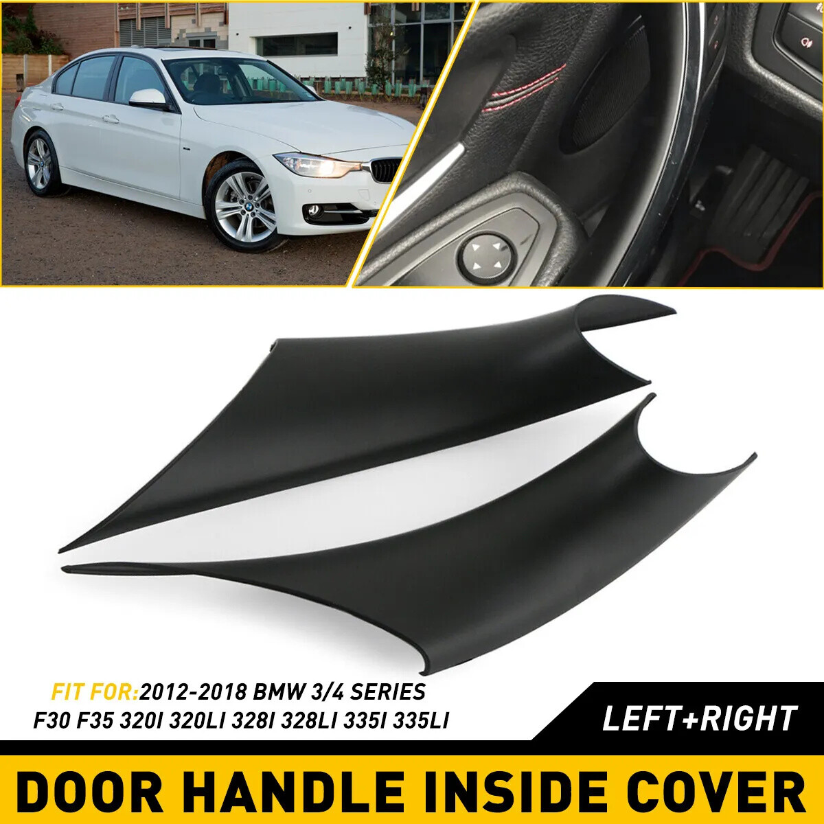 Inner Door Handle Cover Protector For BMW 3 Series F30 F35 – Carbon Fiber Print Pair