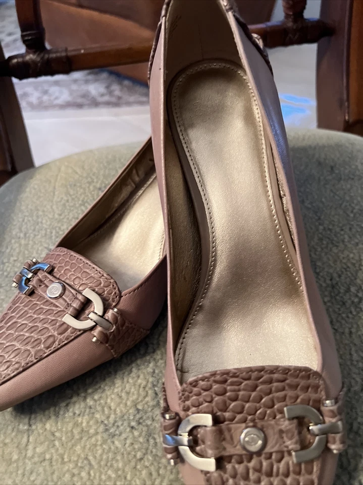 Zapatos de salón de cuero CIRCA JOAN & DAVID talla 9M marrón charol tacones de gatito Foto 4 de 4