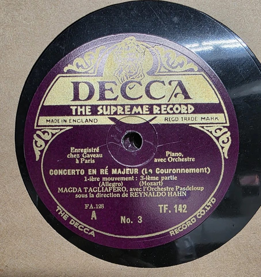 Vintage 78 RPM Mozart Piano Concerto in D Major DECCA Records - 7 piece Set RARE - Image 3 of 4
