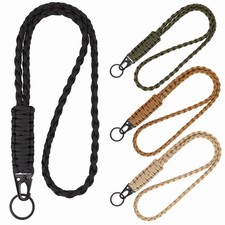 4 Pieces Heavy Duty Braided Paracord Lanyard Keychains Whistles Strap Outdoor...