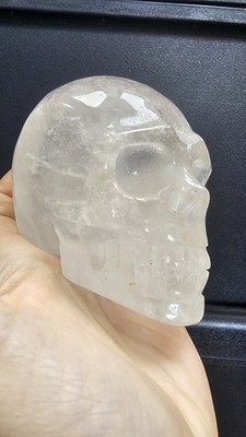 X großer klarer Quarz Kristall Schädel Reinheit Meister Heiler 619g 8,3cm x 7,5cm
