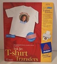Avery 3275 Ink Jet T-shirt Transfers-12 Sheets NEW