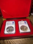 2021 American Silver Eagle TYPE 1 & TYPE 2 in DUAL HOLDER  PCGS MS70 FDOI  🇺🇸