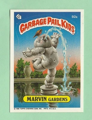1986 Garbage Pail Kids Series 3 Card #92a Marvin Gardens - Die Cut Error - Bild 1 von 2