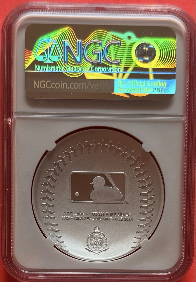 2025 $2 NIUE SILVER YANKEES BASEBALL CURVED COIN NGC REVERSE PF70 MLB LICENSED - Image 2 of 2