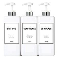 Modern Silver Shampoo and Conditioner Dispenser 21 oz, Pack of 3 Refillable...