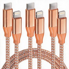 USB C to Lightning Cable 3Pack 6 FT Apple MFi Certified iPhone 6 feet, orange