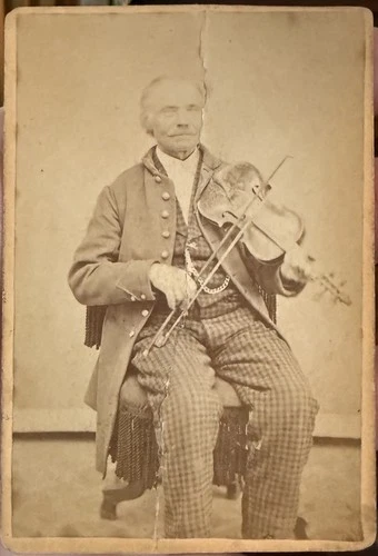 Post-Civil War CDV Minnesota veteran with fiddle, Gustav Berg, Cannon Falls, MN.