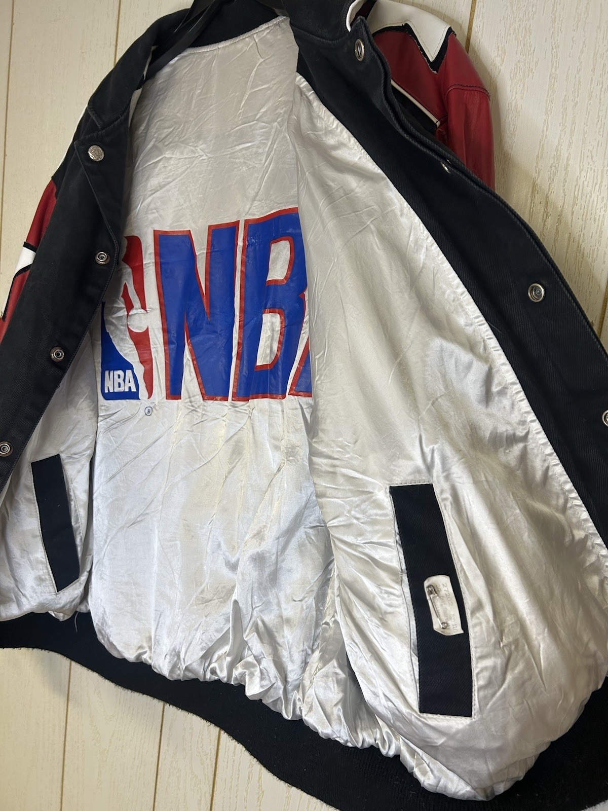 VINTAGE Chicago Bulls Jeff Hamilton Jacket Mens XLarge Reversible Leather Cotton