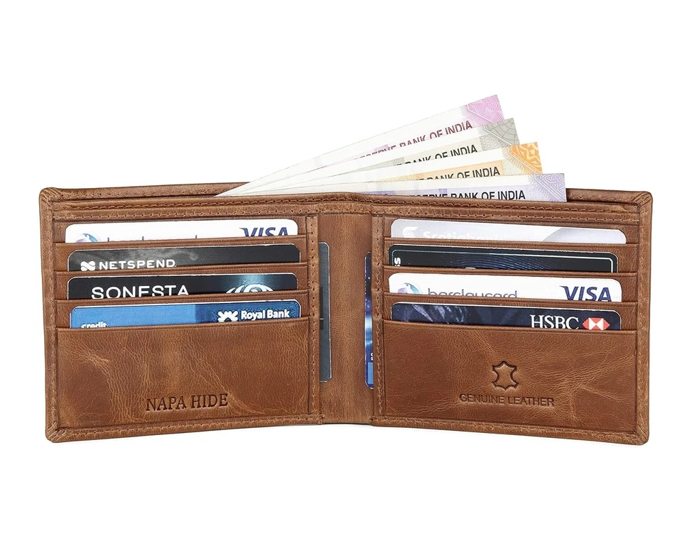NAPA HIDE Genuine Leather Bifold Wallets For Men RFID Blocking Men's Wallet BEST - Image 2 of 4