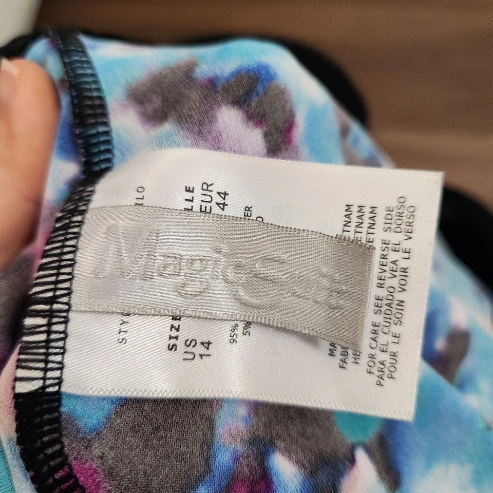 Traje de baño MagicSuit By Miraclesuit Tankini Top para mujer talla 14 azul negro estampado Foto 3 de 4