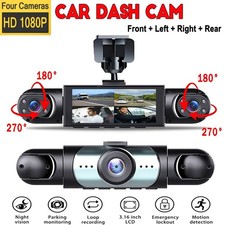 4Channel Dash Cam 1080P Driving Recorder G-Sensor Car Front Rear Inside Cam 64GB