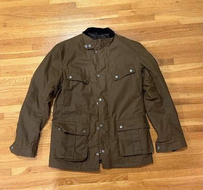 Barbour International Men's Brown Motorcycle Jacket Quilted Stand-Up Collar M