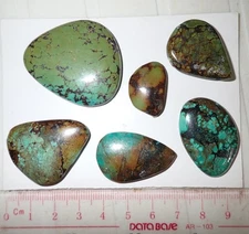 Turquoise Stone Flat Free Form Cabochon 198 Carat 6 pieces 39.6 gram Lot A