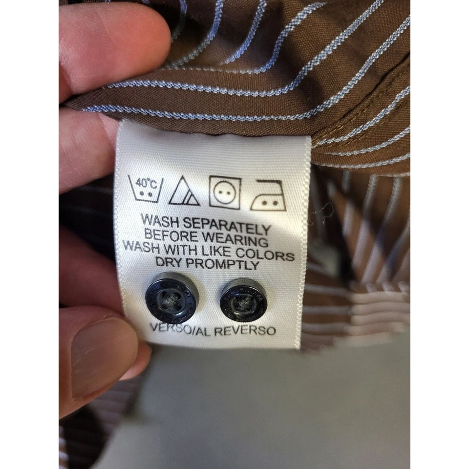 Camisa de vestir Ben Sherman abotonada ligera marrón azul para hombre talla XL Foto 4 de 4